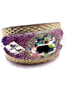 Swarovski Gold and Purple Crystal Embellished Cuff Bracelet